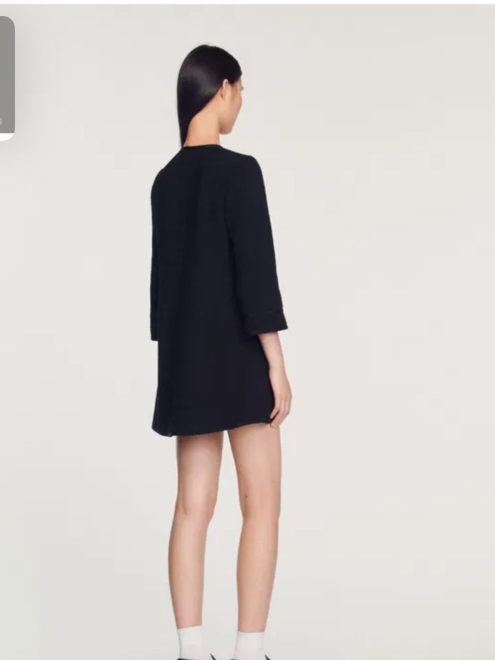 Sandro Black Button-Front Blazer Dress with Gold Buttons - Picture 2 of 7